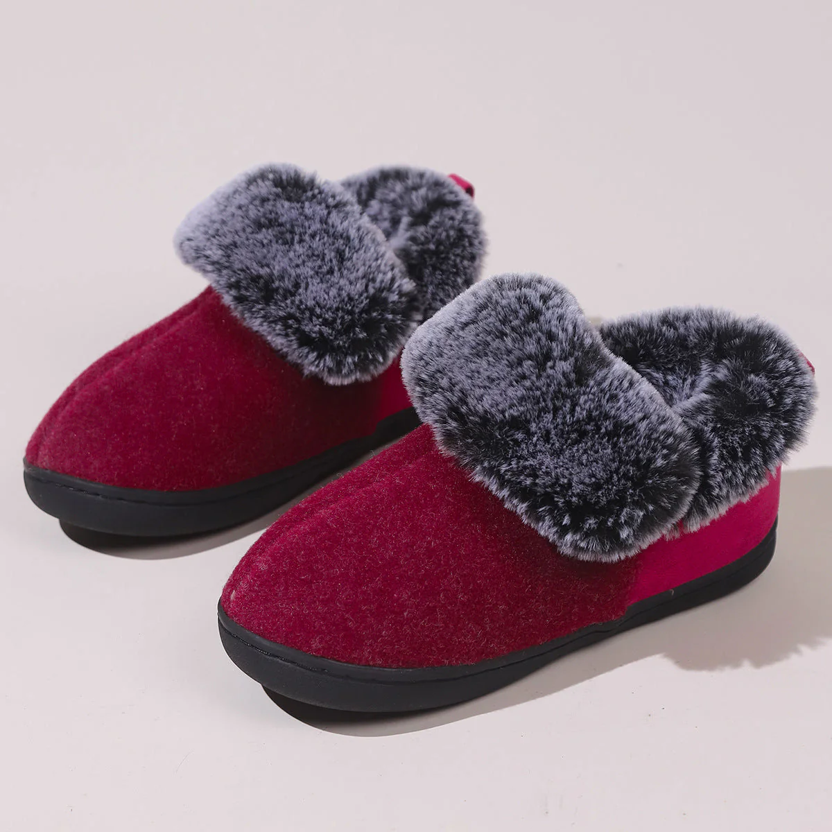 Women’s Felt-Fur Collar Indoor Winter Shoes | Cozy Slip-Ons - Image 7