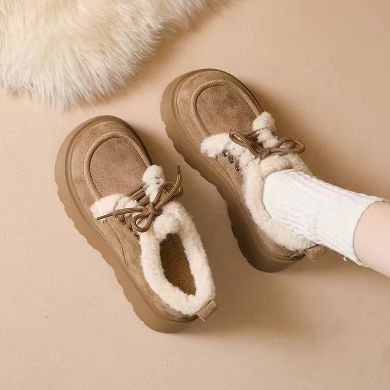 Women’s Fleece Lined Chunky Sole Winter Shoes - Image 4