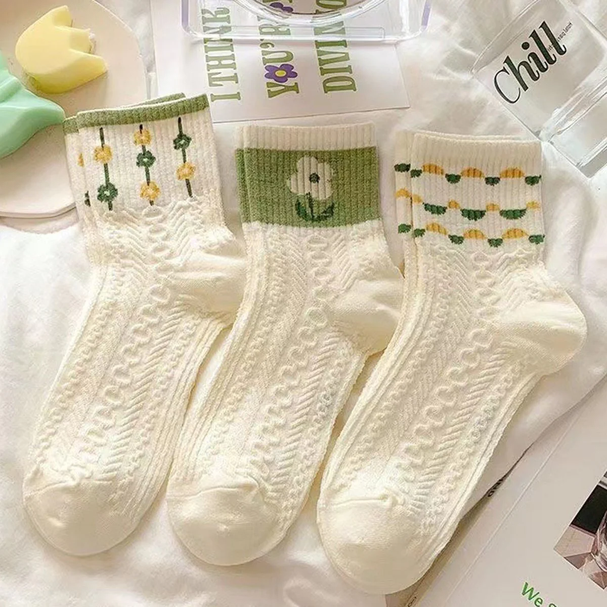 Women’s Floral Cotton Socks – 5 Pairs US Size 6–10 One Size Fits - Image 5