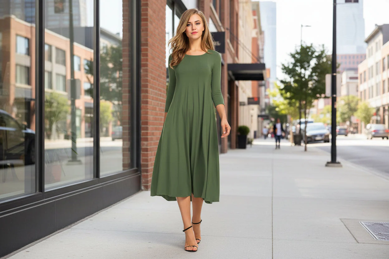 Women’s Floral Patchwork Three-Quarter Sleeve Dress - Image 5