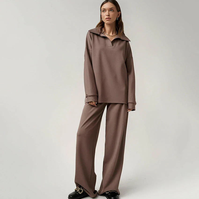 Women’s French Casual Two-Piece Suit – High-Waist Trousers Elegant Set
