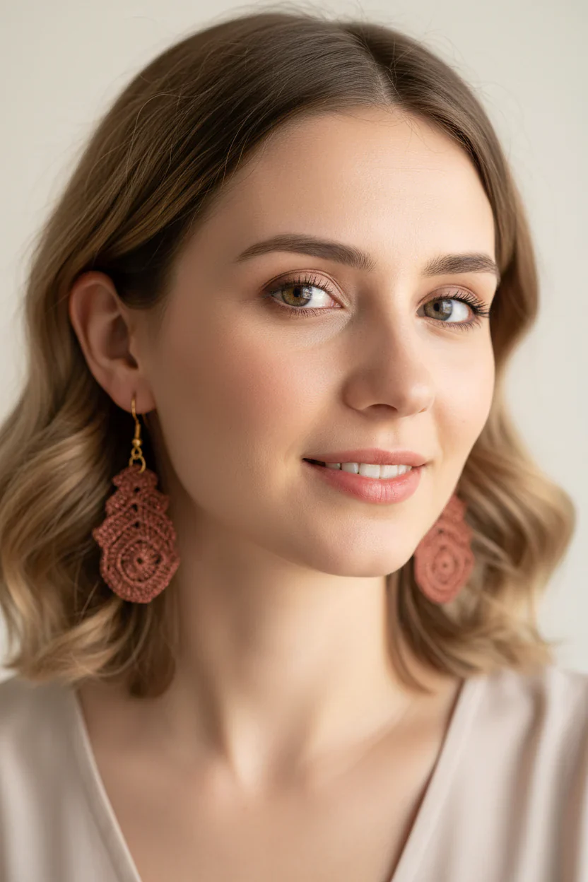 Women’s Handmade Cascade Crochet Earrings – Boho Drop Floral Pattern - Image 4