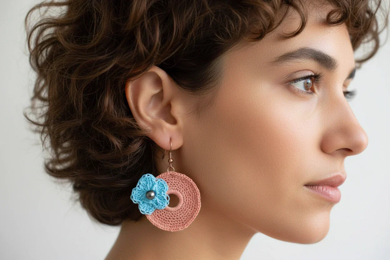 Women’s Handmade Crochet Everyday Earrings – Boho Knit Drop Design - Image 5