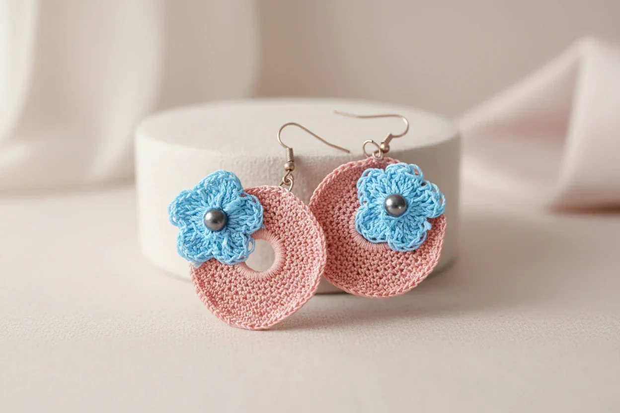 Women’s Handmade Crochet Everyday Earrings – Boho Knit Drop Design - Image 6