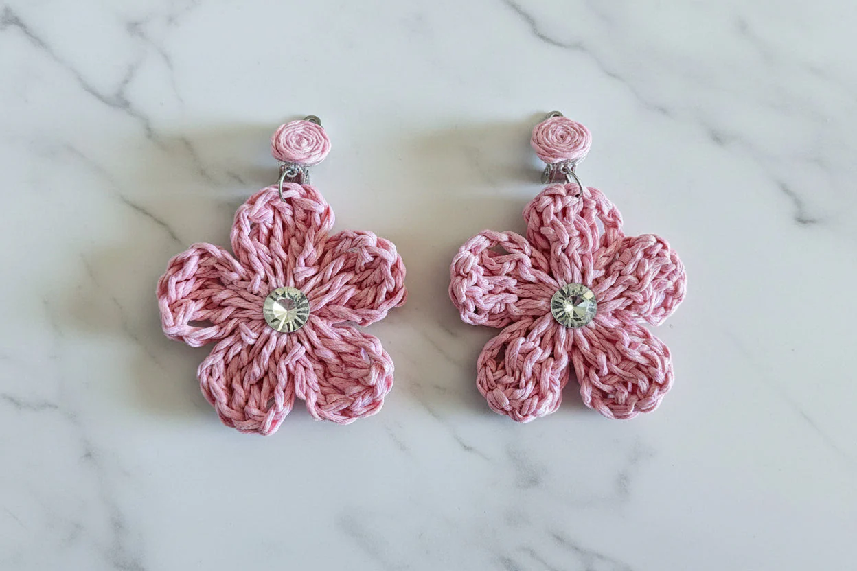 Women’s Handmade Daisy Earrings – Dennis M Crystal Floral Design - Image 4