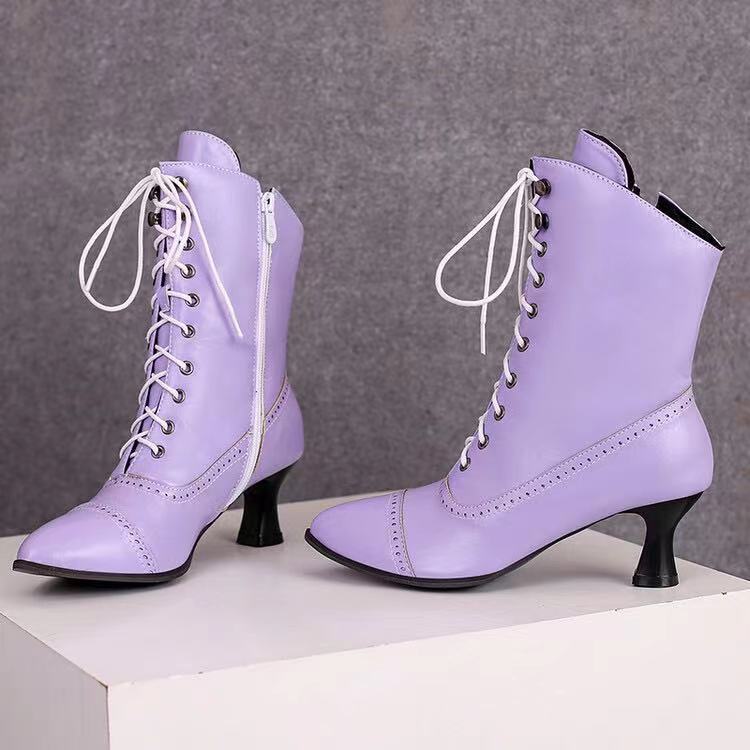 Women’s High Heel Martin Boots – British Style Motorcycle Fashion - Image 6