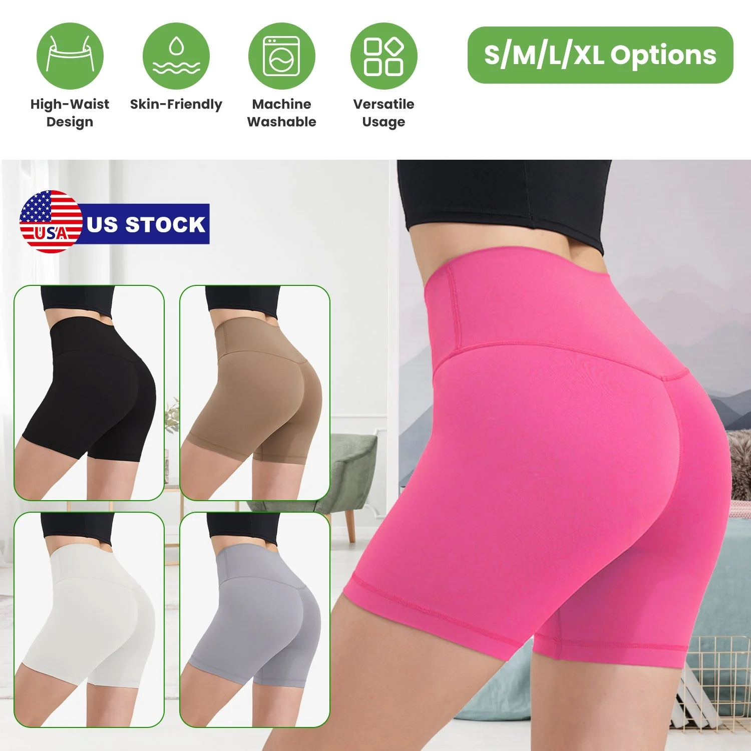 Women\'s High Waist Biker Shorts Tummy Control Pants Athletic Leggings Spandex Booty Shorts with 6.3In Inseam No Front Seam for Workout Yoga Running V - Image 4