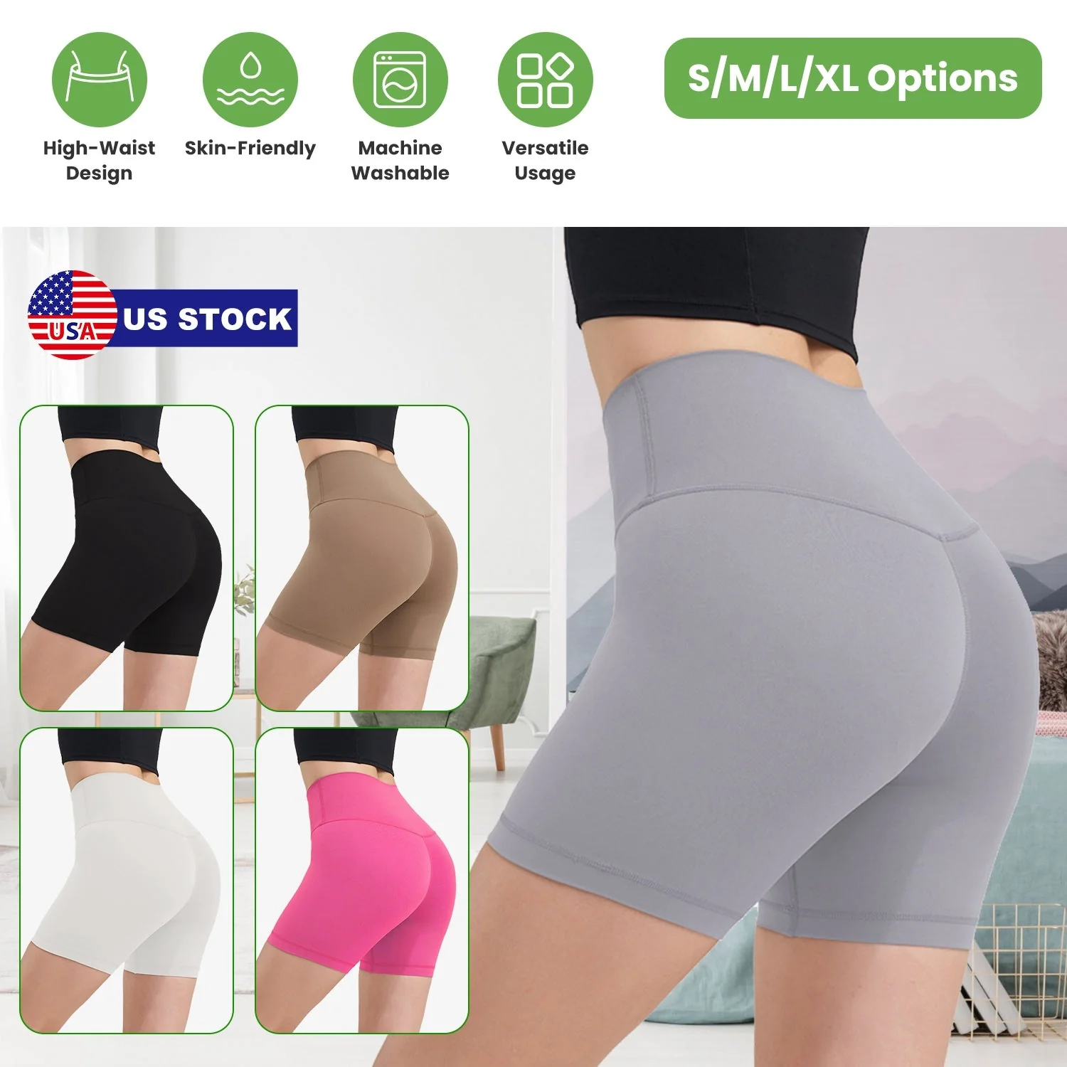 Women\'s High Waist Biker Shorts Tummy Control Pants Athletic Leggings Spandex Booty Shorts with 6.3In Inseam No Front Seam for Workout Yoga Running V - Image 5