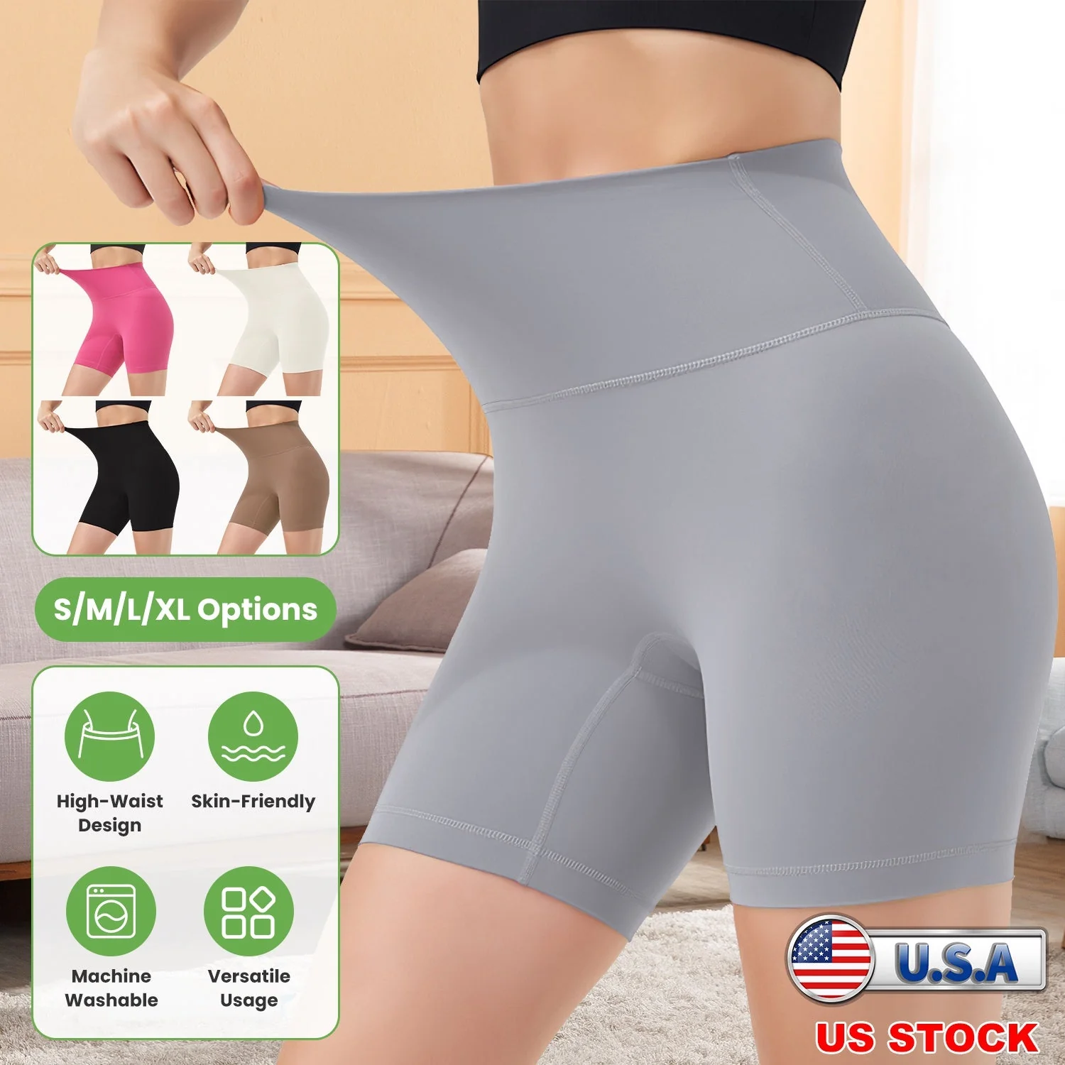 Women\'s High Waist Biker Shorts Tummy Control Pants Athletic Leggings Spandex Booty Shorts with 6.3In Inseam No Front Seam for Workout Yoga Running V - Image 4