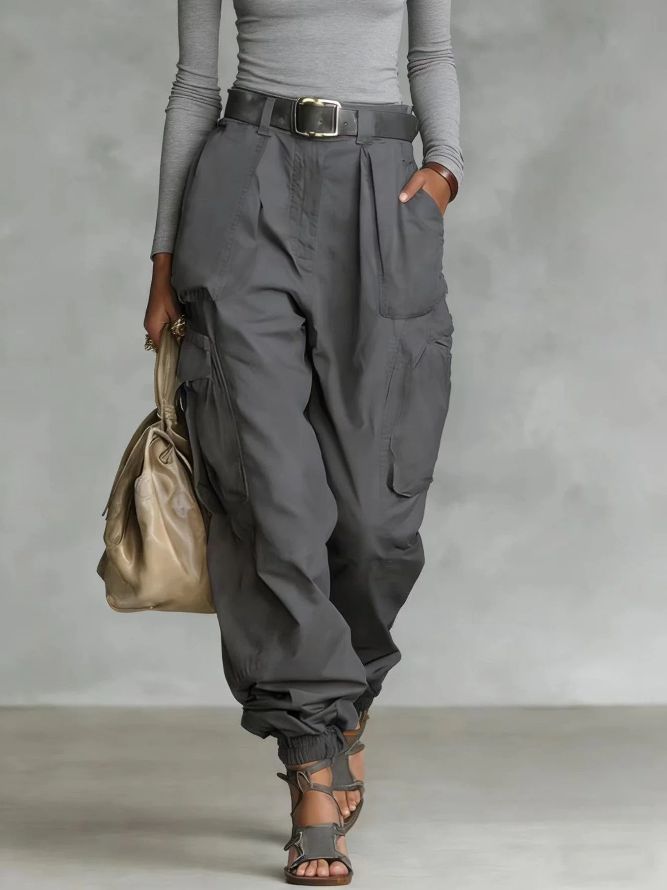 Women’s High-Waist Loose Fit Wide-Leg Casual Trousers - Image 7