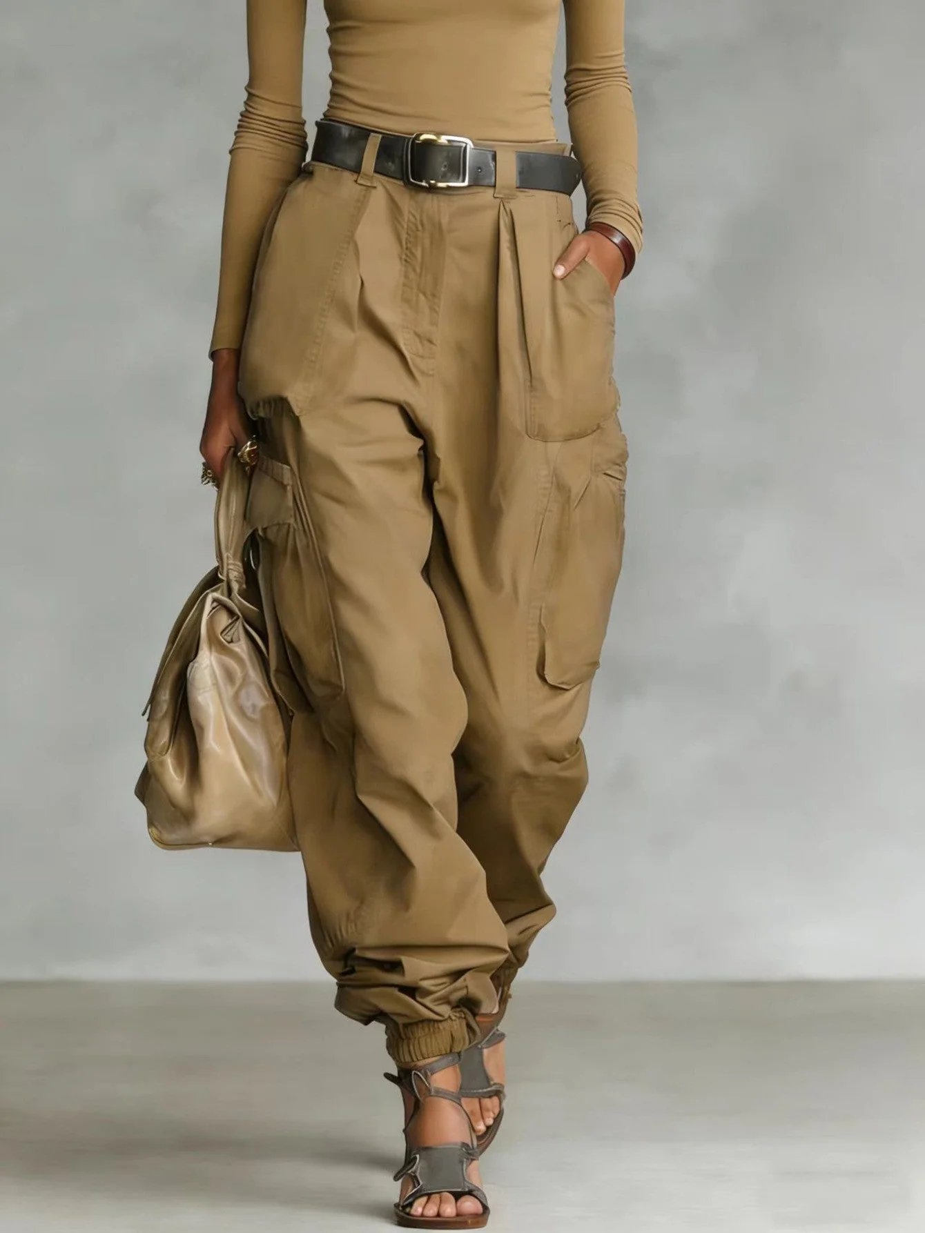 Women’s High-Waist Loose Fit Wide-Leg Casual Trousers - Image 8