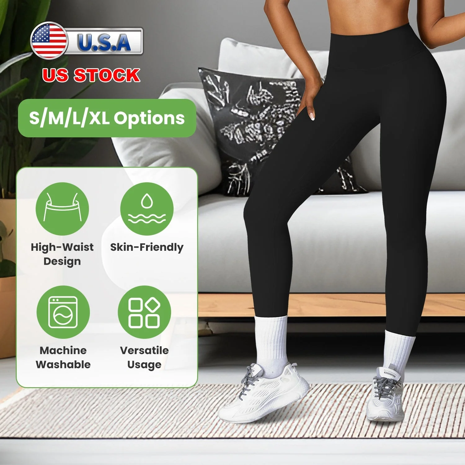 Women\'s High Waist Workout Leggings Tummy Control Compression Yoga Tight Pants Gym Pants Athletic Running Leggings with 25In Inseam No Front Seam - Image 4