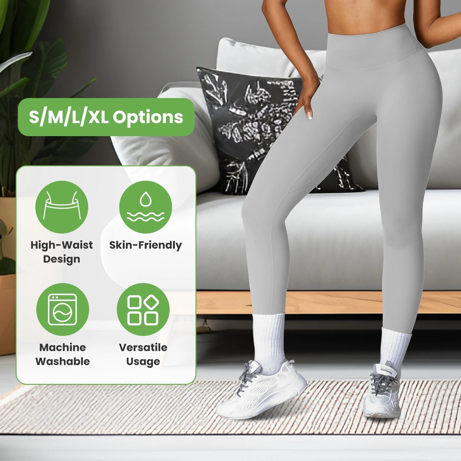 Women\'s High Waist Workout Leggings Tummy Control Compression Yoga Tight Pants Gym Pants Athletic Running Leggings with 25In Inseam No Front Seam - Image 3