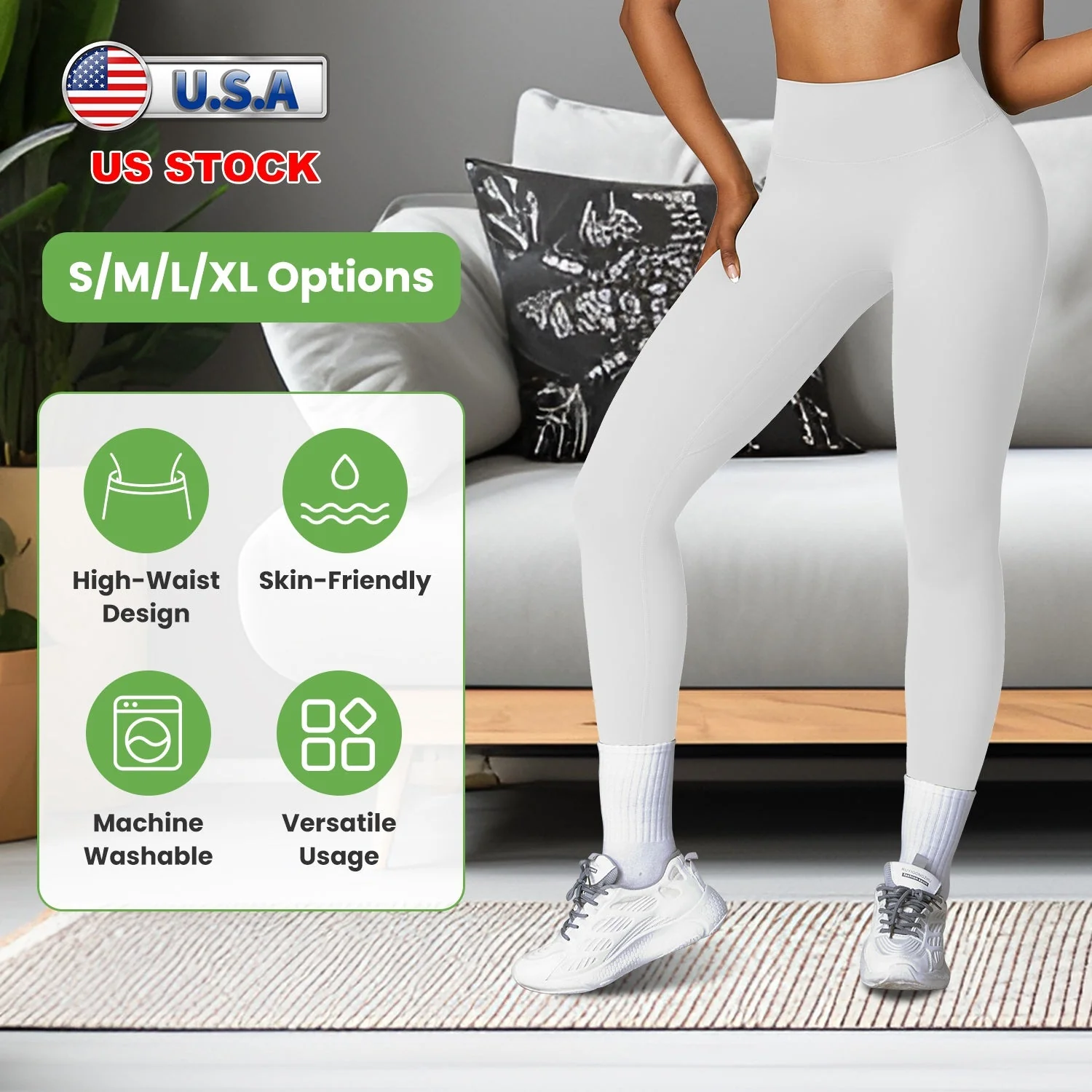 Women\'s High Waist Workout Leggings Tummy Control Compression Yoga Tight Pants Gym Pants Athletic Running Leggings with 25In Inseam No Front Seam - Image 5