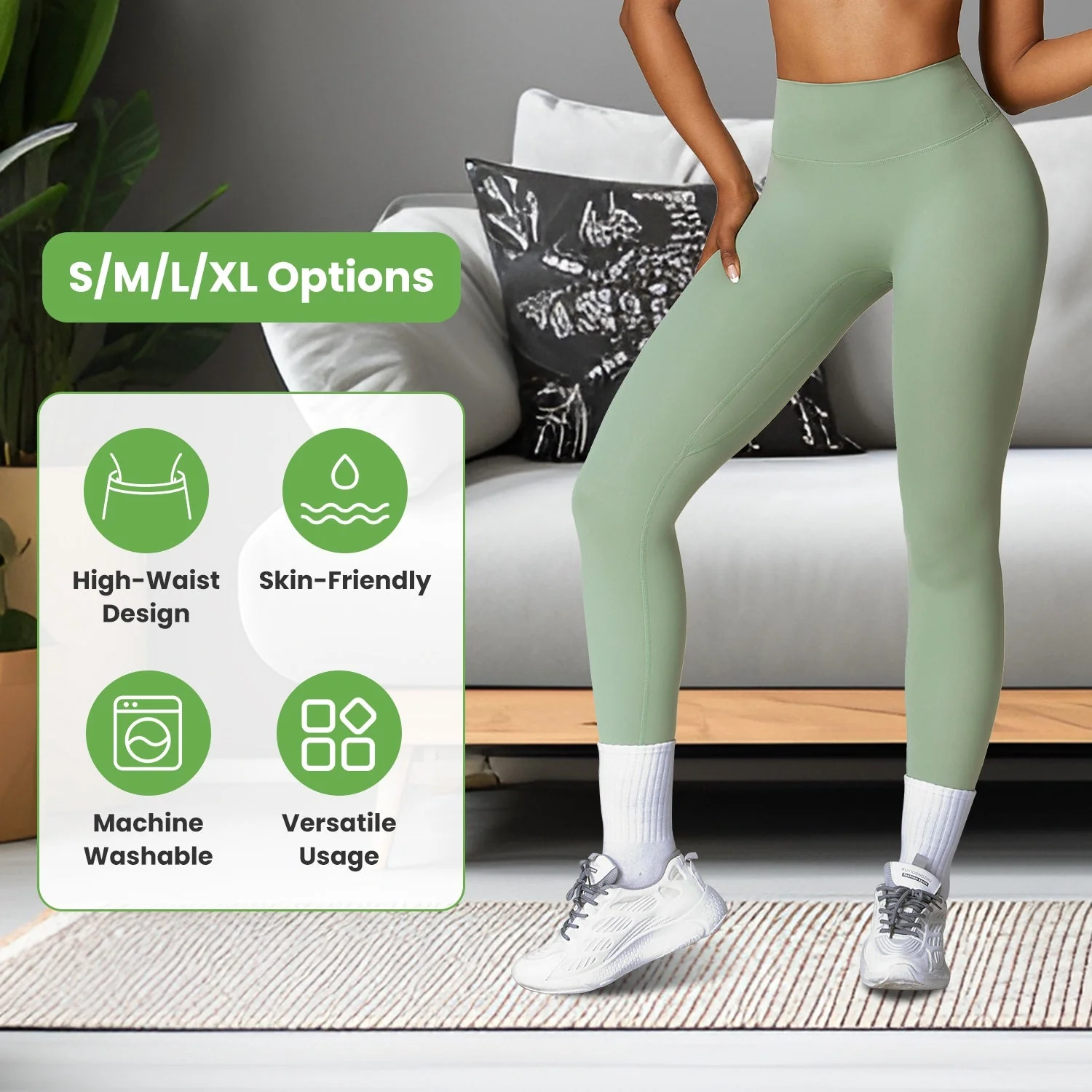 Women\'s High Waist Workout Leggings Tummy Control Compression Yoga Tight Pants Gym Pants Athletic Running Leggings with 25In Inseam No Front Seam - Image 4