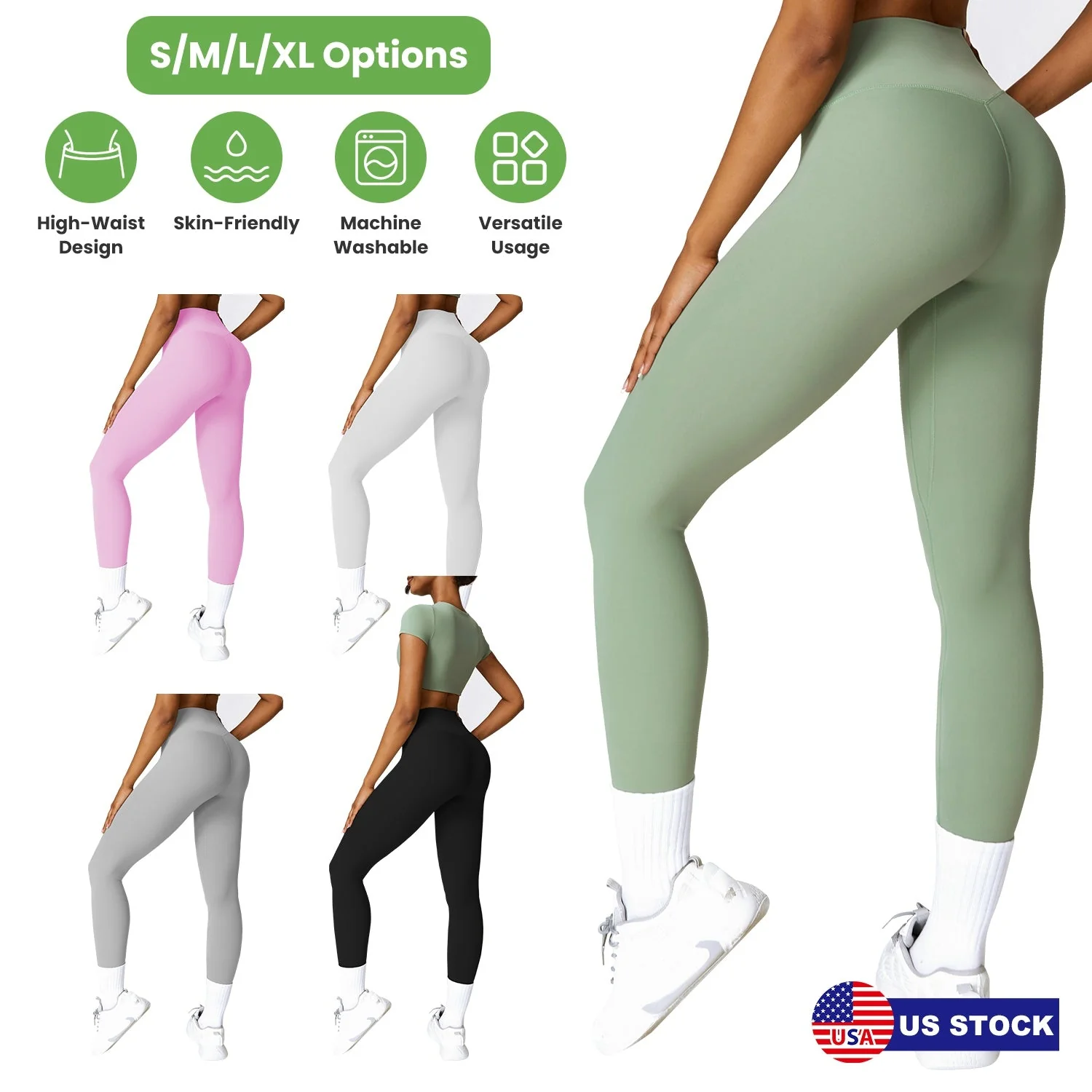 Women\'s High Waist Workout Leggings Tummy Control Compression Yoga Tight Pants Gym Pants Athletic Running Leggings with 25In Inseam No Front Seam - Image 6