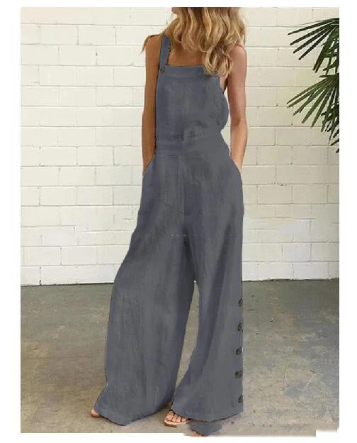 Women’s High-Waisted Sleeveless Denim Jumpsuit - Image 24