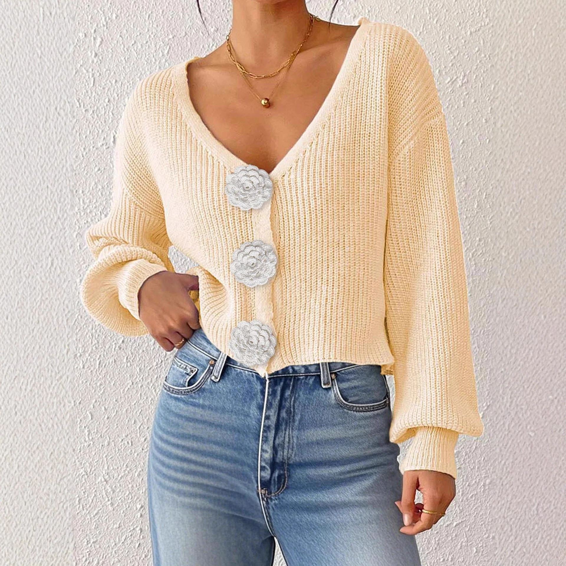 Women’s Knitted Crochet Cardigan - Image 5