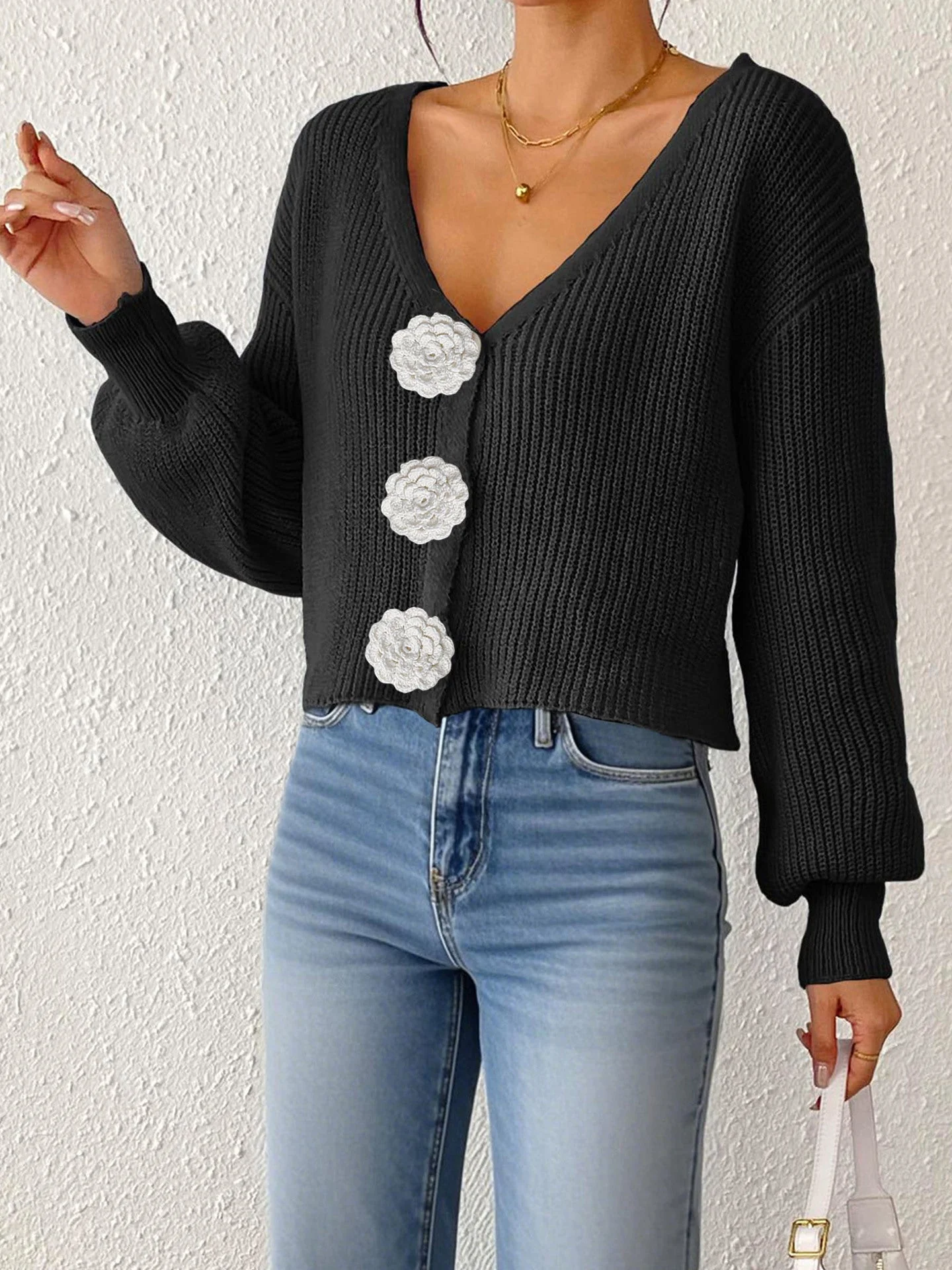 Women’s Knitted Crochet Cardigan - Image 7