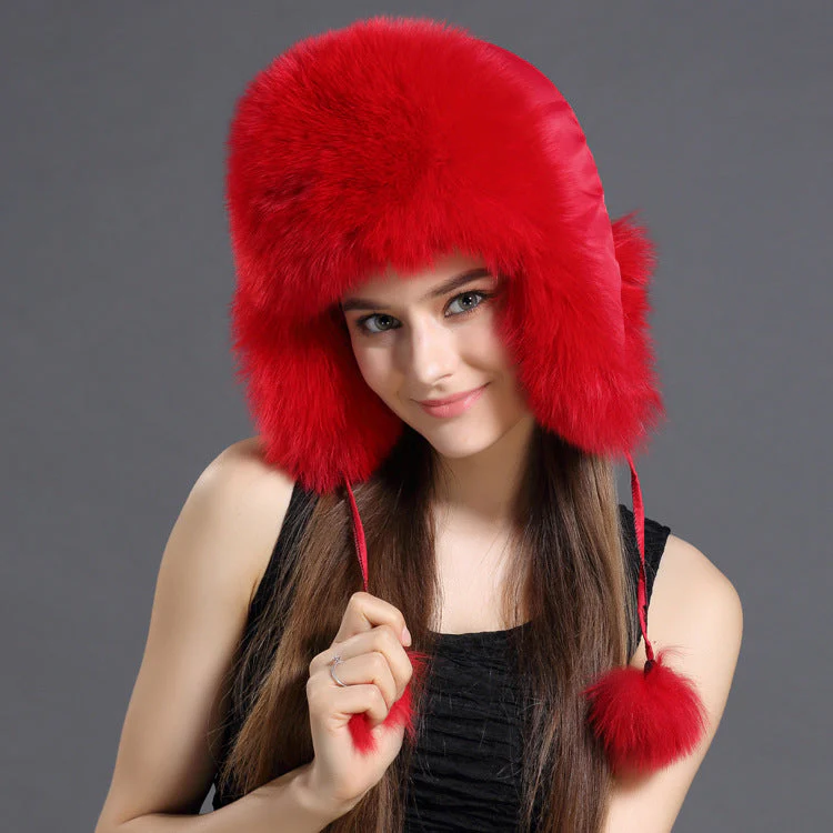 Women’s Korean Fox Fur Lei Feng Hat – Warm Winter Ear Protection Hat - Image 6