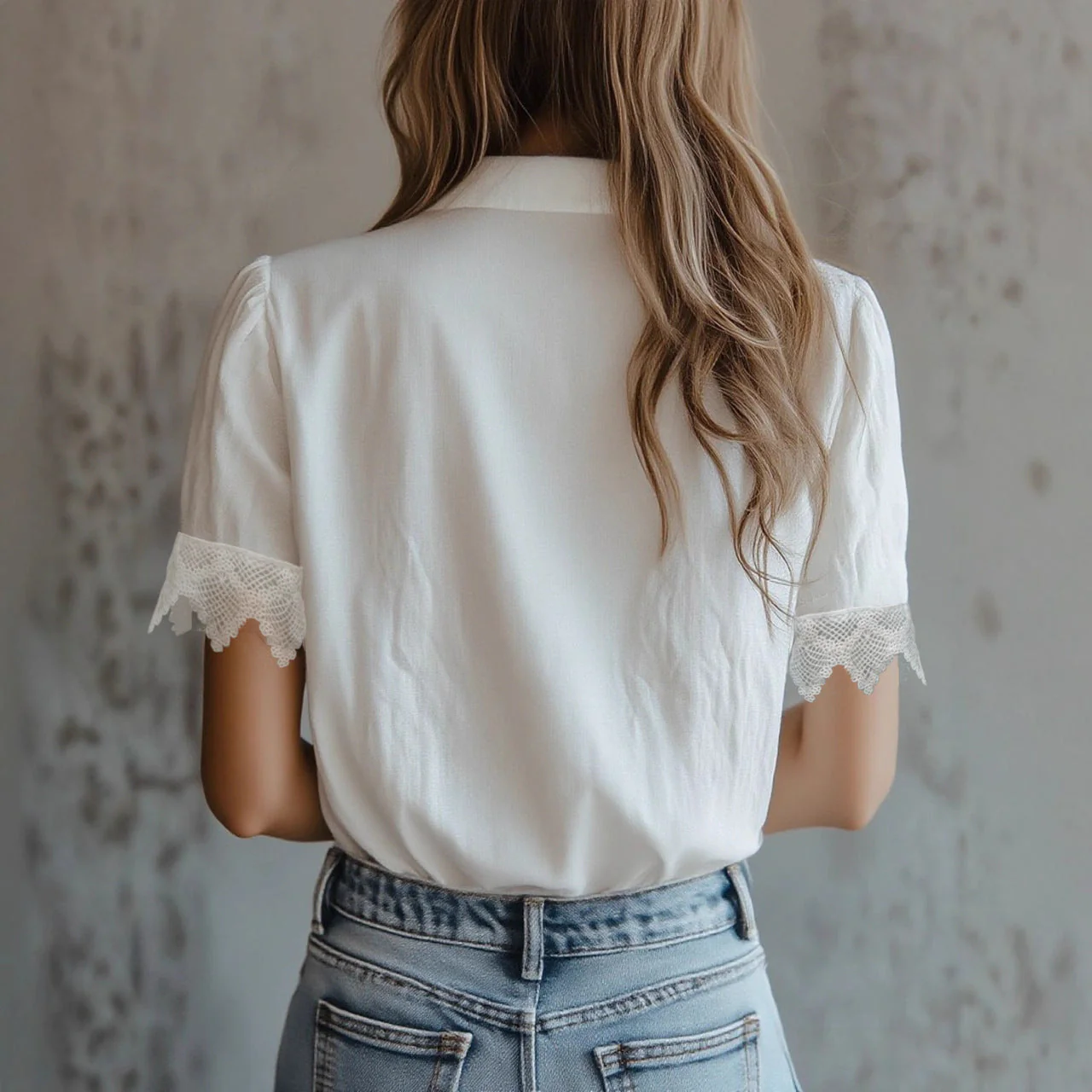 Women’s Lace Puff Sleeve Loose Fit Top - Image 4