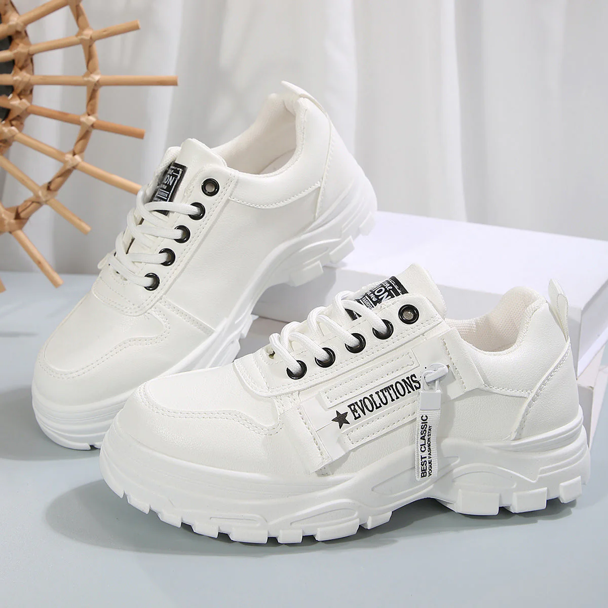 Women’s Lace‑Up Side‑Zipper Sports Sneakers - Image 4