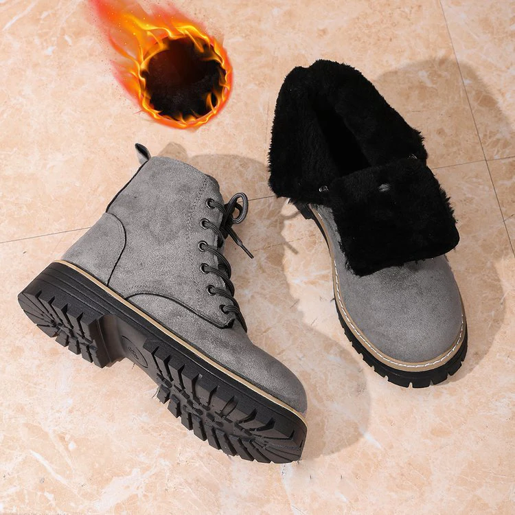 Women’s Lace-Up Suede Fleece-Lined Ankle Boots | Cozy Winter Boots - Image 2