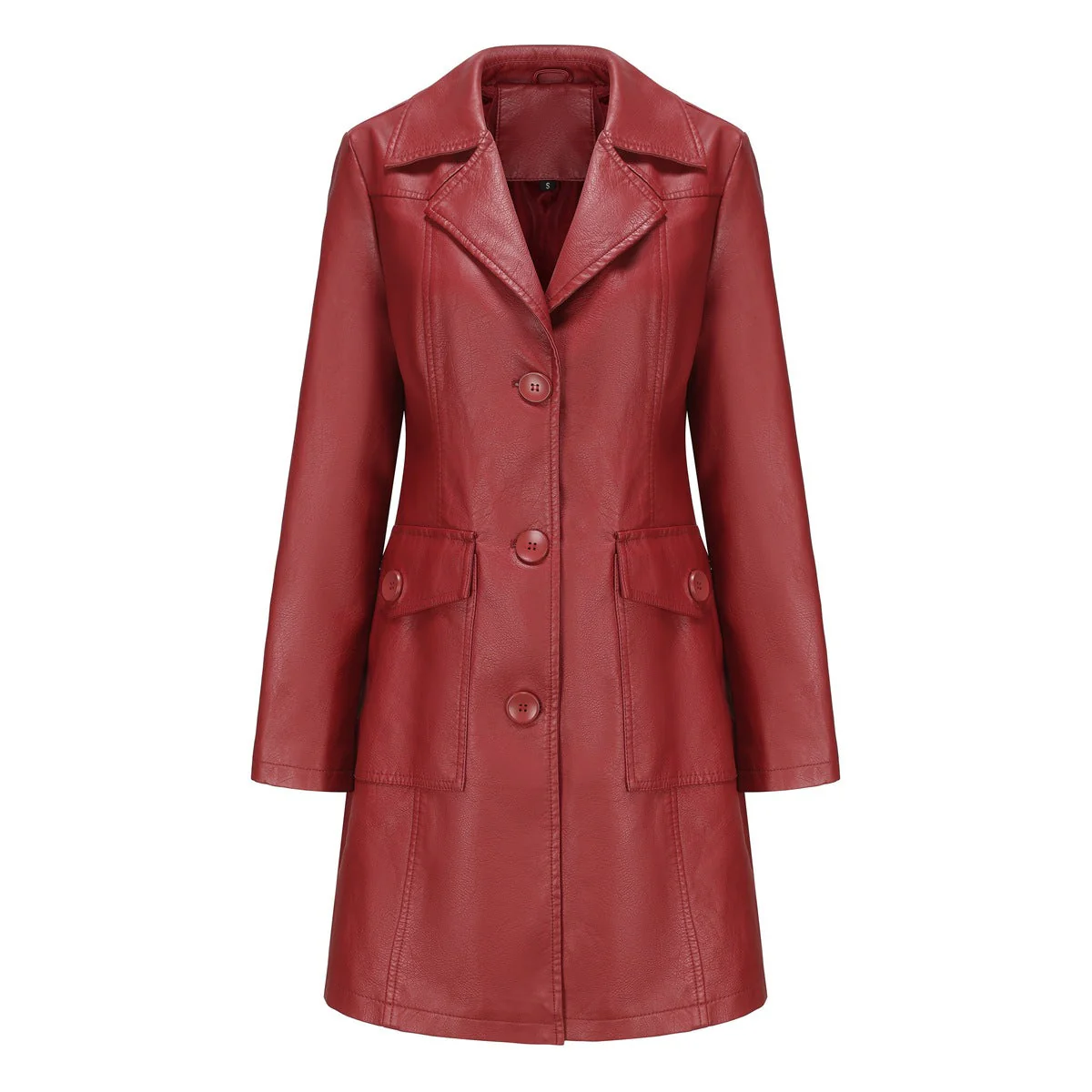 Women’s Long Leather Trench Coat – Fashion Outerwear - Image 7