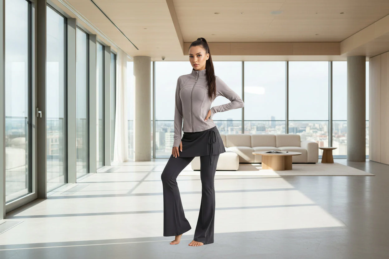 Women’s Long Sleeve Running Set – Zip-Up Slim Fit Gym Outfit