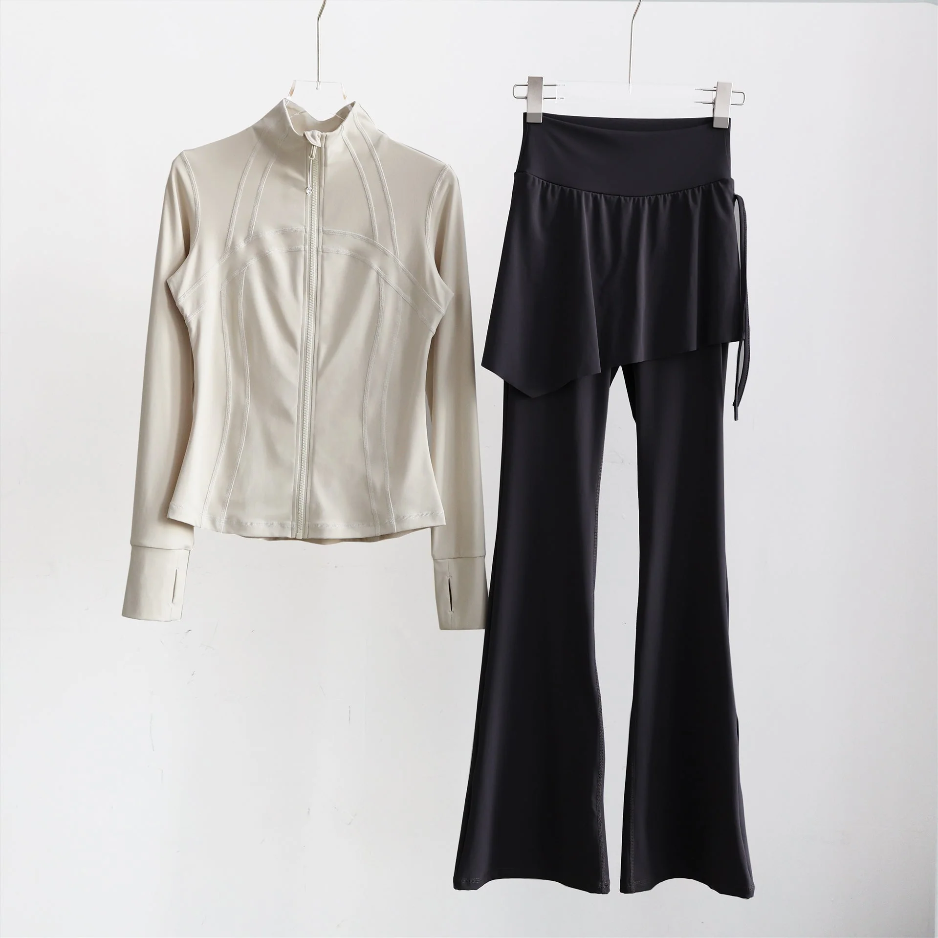 Women’s Long Sleeve Running Set – Zip-Up Slim Fit Gym Outfit - Image 13