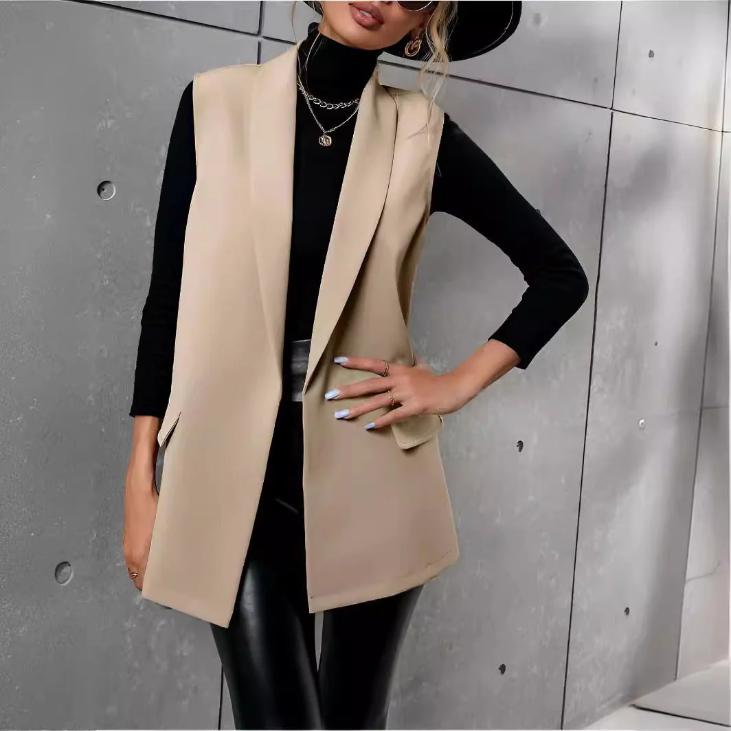 Women’s Mid-Length Suit Vest – Sleeveless Office Blazer - Image 2