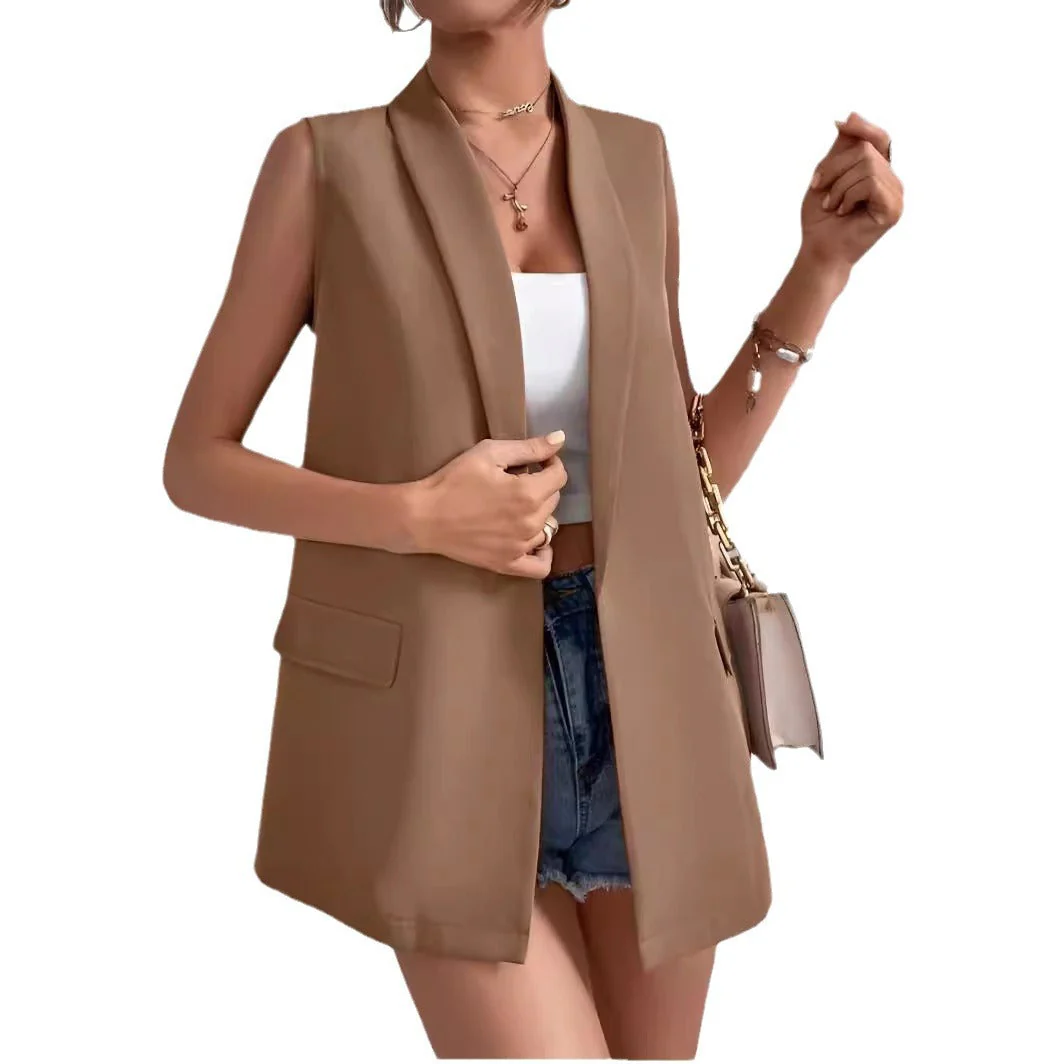 Women’s Mid-Length Suit Vest – Sleeveless Office Blazer - Image 3