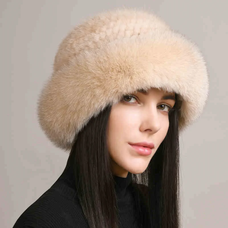 Women’s Mink Hair Winter Hat – Braided Fur Warm Elegant Beanie - Image 2