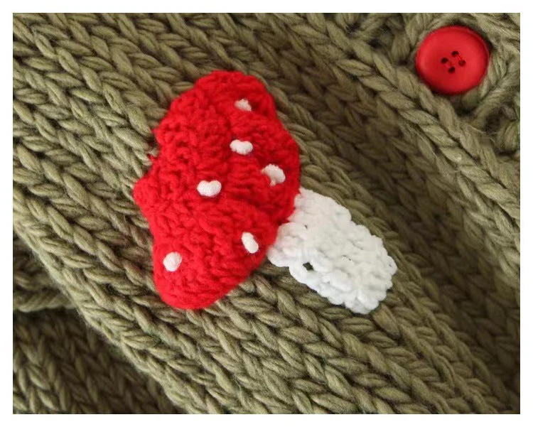 Women’s Mushroom Crochet Short Cardigan - Image 3