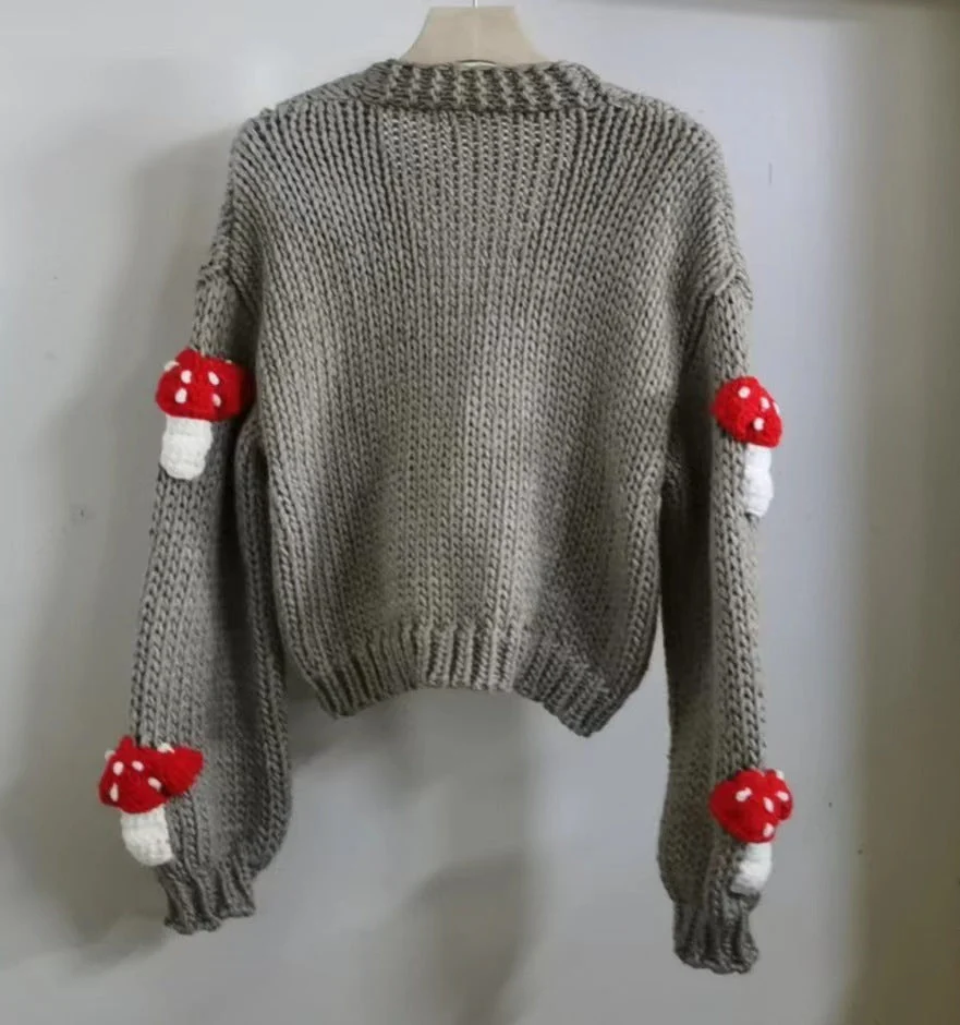 Women’s Mushroom Crochet Short Cardigan - Image 9