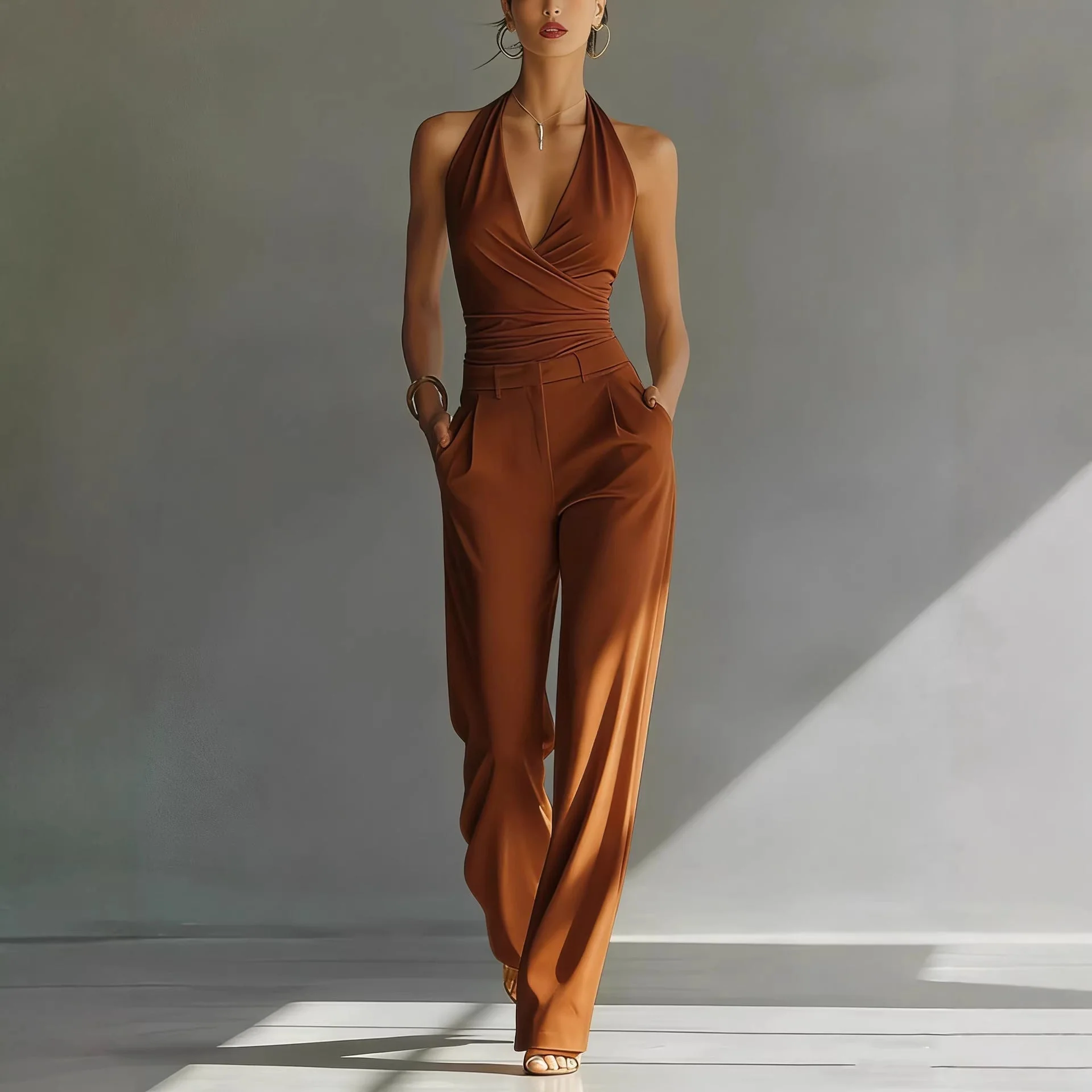 Women’s One-piece Trousers Lace Backless Deep V – High-Waisted Casual Outfit - Image 5