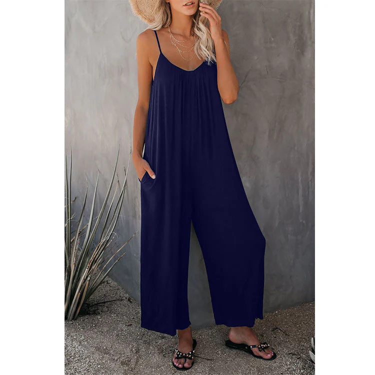 Women’s Pleated Chest Cross-Strap Jumpsuit - Image 15