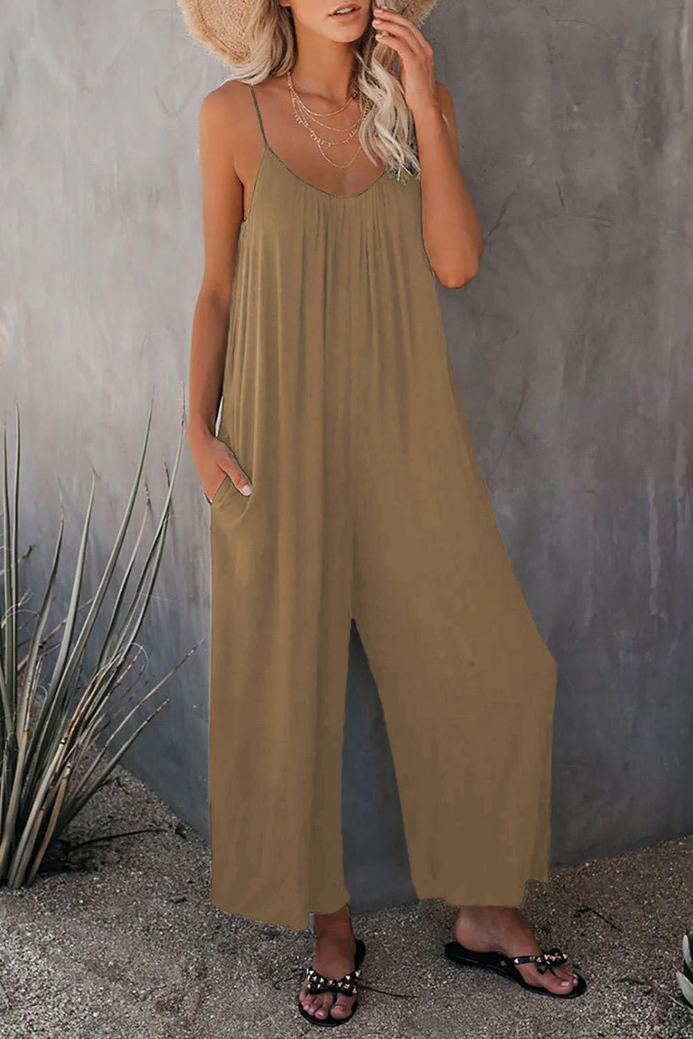 Women’s Pleated Chest Cross-Strap Jumpsuit - Image 20
