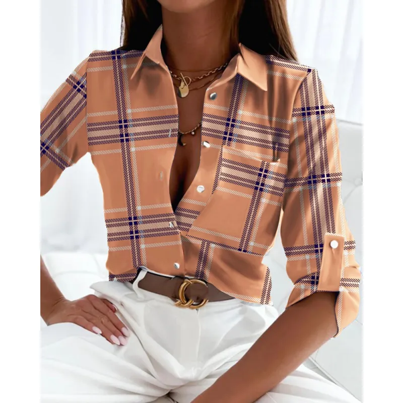 Women’s Printed Long-Sleeve Lapel Shirt | Casual Elegant Blouse - Image 15