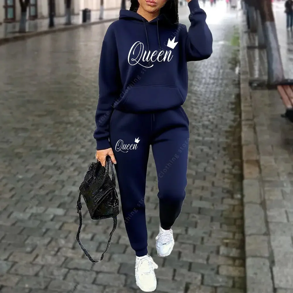 Women’s “Queen” Graphic 2-Piece Hoodie & Pants Tracksuit Set - Image 11