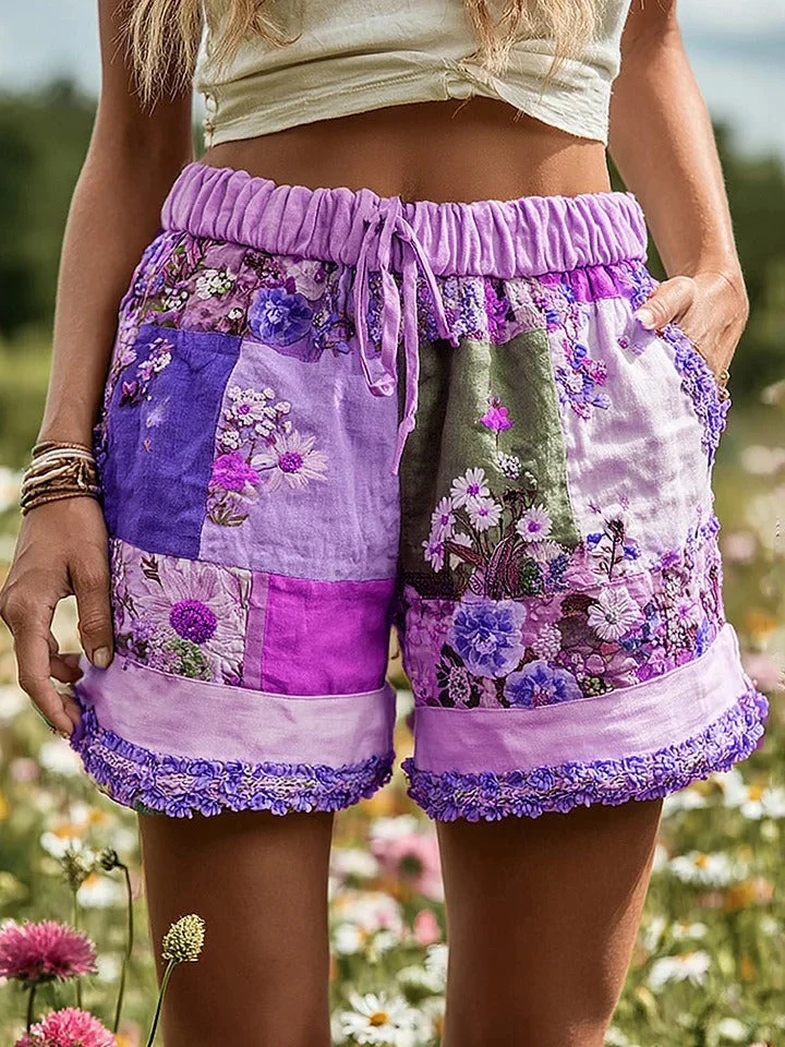 Women’s Retro Floral Print Casual Shorts - Image 12