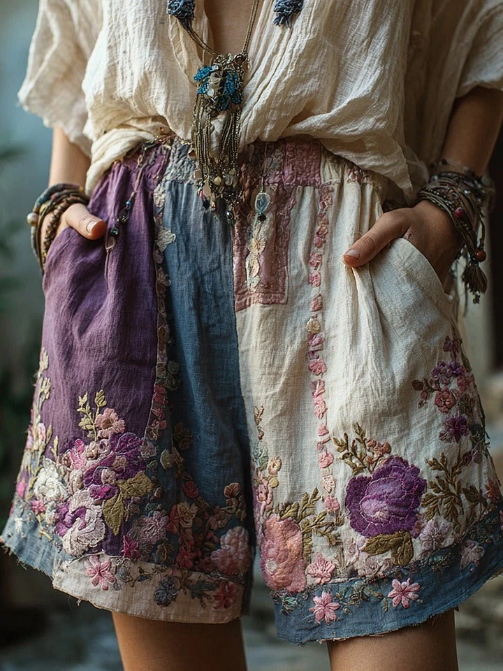 Women’s Retro Floral Print Casual Shorts - Image 8