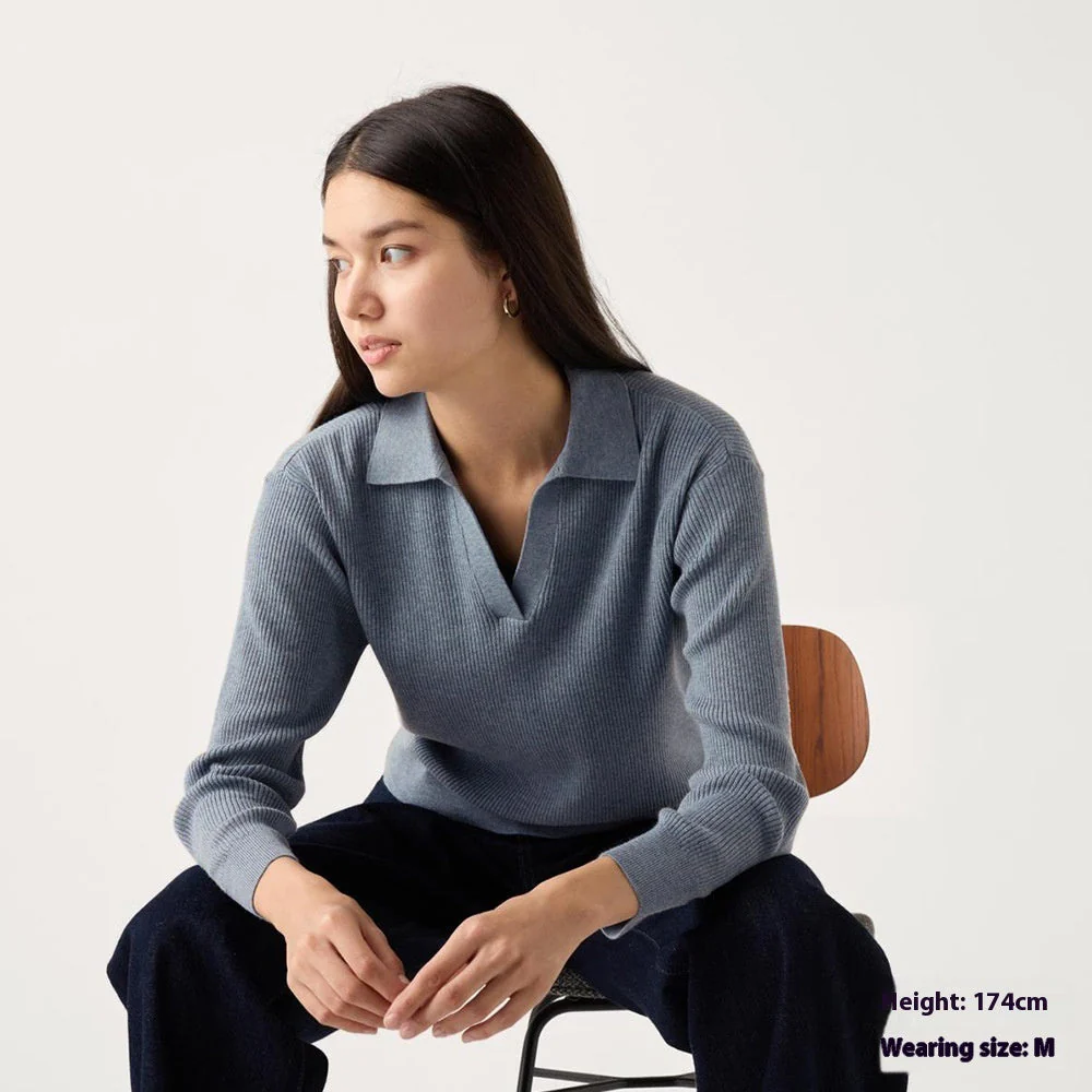 Women’s Ribbed Half-Open Collar Sweater - Image 14