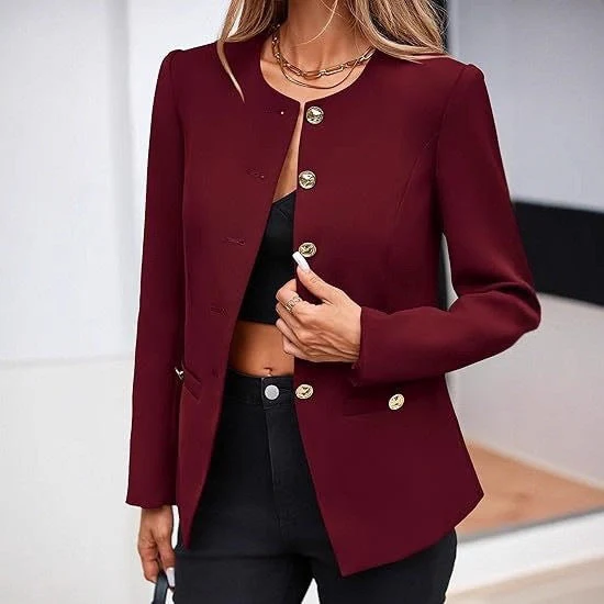 Women’s Round Neck Button Cardigan – Long Sleeve Classic Knit Sweater - Image 2