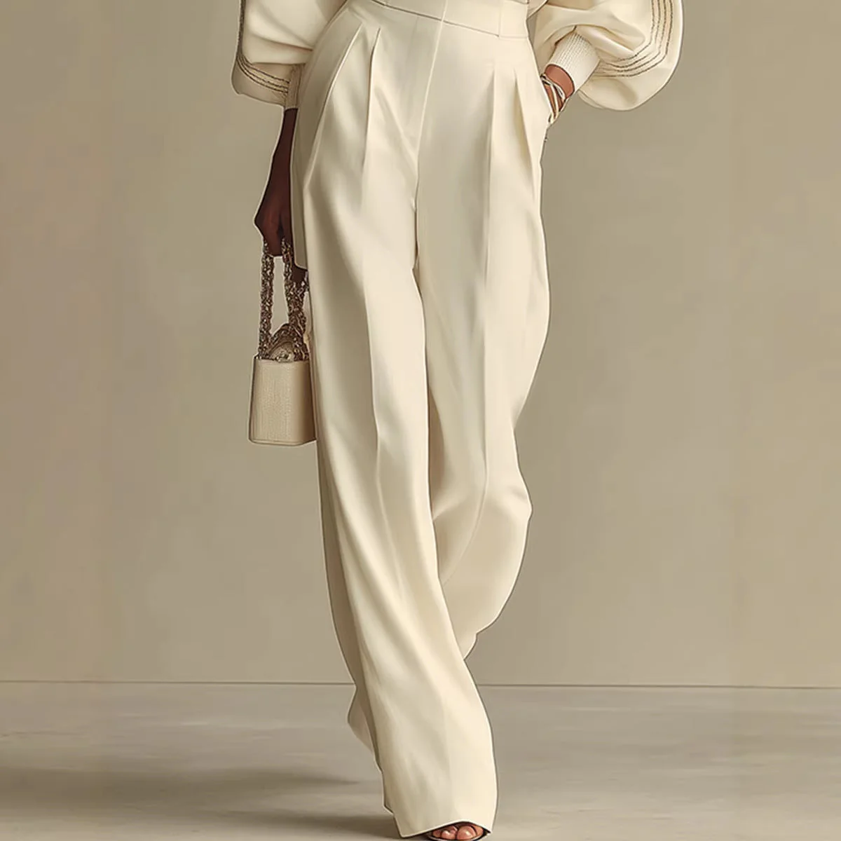 Women’s Round Neck Sweatshirt & Pants Set – Casual Long Sleeve Two-Piece Outfit - Image 3