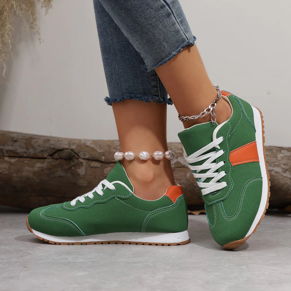 Women’s Round Toe Lace-Up Sneakers – Casual Thick Sole Height-Enhancing Shoes - Image 3