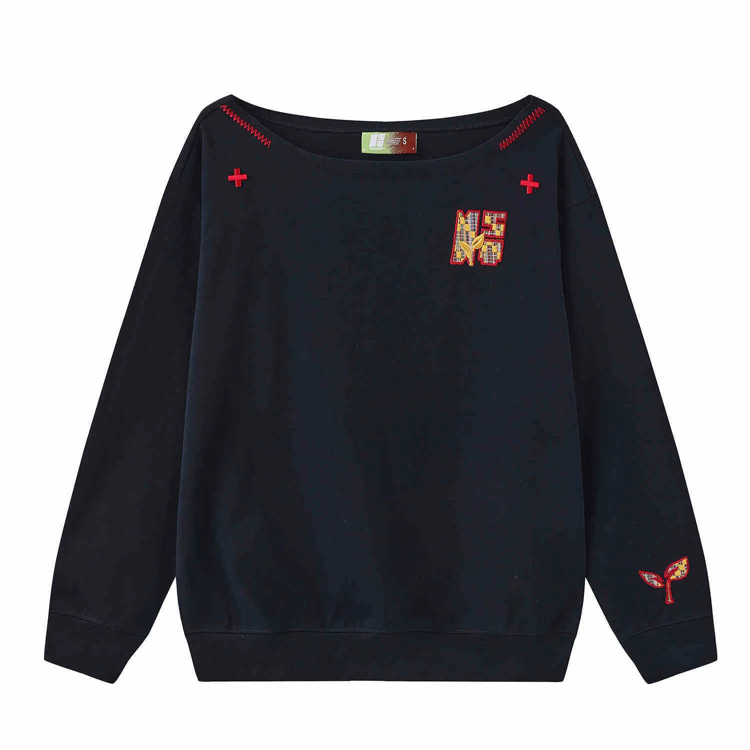 Women’s Slanted Shoulder Embroidered Long-Sleeve Top - Image 4
