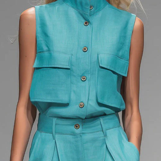 Women’s Sleeveless Vest and Wide-Leg Pants Set - Image 4