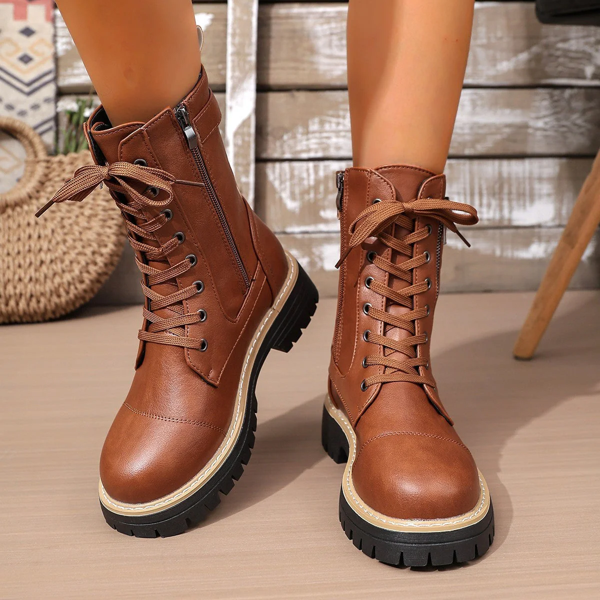 Women’s Solid Color Low Heel Mid Boots — Stylish Everyday Mid Boots - Image 5