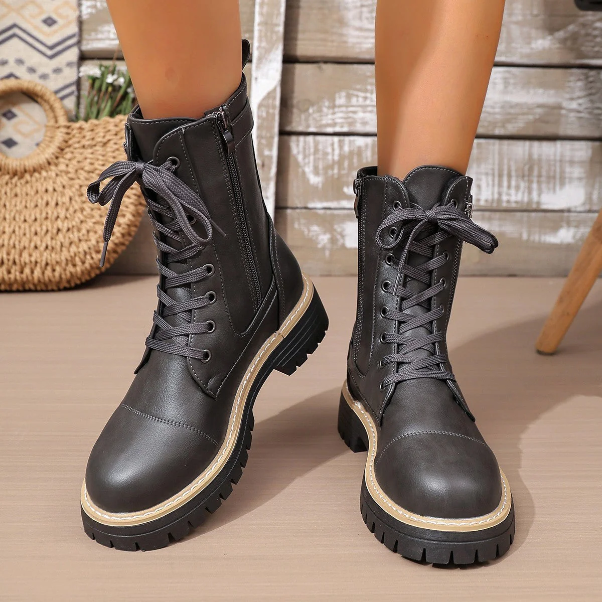 Women’s Solid Color Low Heel Mid Boots — Stylish Everyday Mid Boots - Image 8